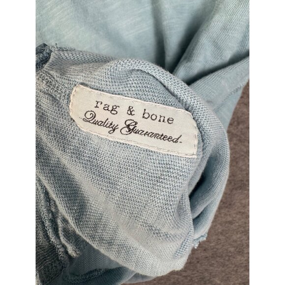 Rag Bone Shirt Mens Small Blue Henley Light Aqua Long Sleeve Destroyed Homeless - Picture 12 of 15